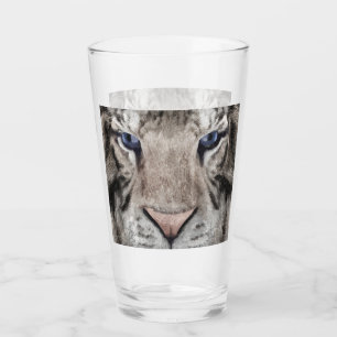 Weißer Tigerkopf Wildtier Ästhetik Glas