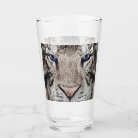 Weißer Tigerkopf Wildtier Ästhetik Glas (Vorderseite)