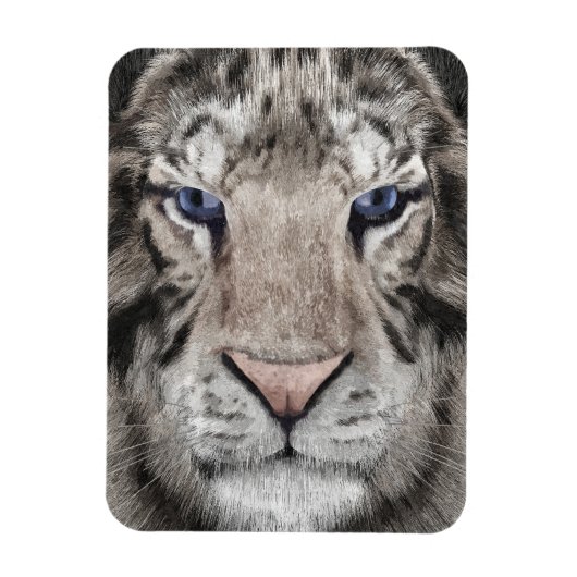 Weißer Tigerkopf Wildtier Ästhetik Magnet (Vertikal)
