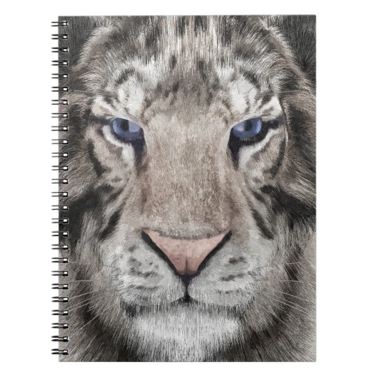 Weißer Tigerkopf Wildtier Ästhetik Notizblock (Vorderseite)