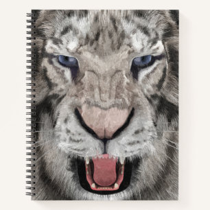 Weißer Tigerkopf Wildtier Ästhetik Notizblock