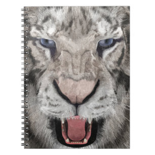 Weißer Tigerkopf Wildtier-Ästhetik Notizblock