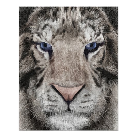 Weißer Tigerkopf Wildtier Ästhetik Poster (Vorderseite)