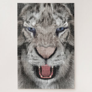 Weißer Tigerkopf Wildtier Ästhetik Puzzle