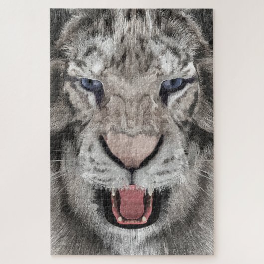 Weißer Tigerkopf Wildtier Ästhetik Puzzle (Vertikal)