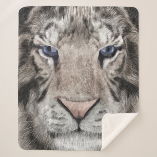 Weißer Tigerkopf Wildtier Ästhetik Sherpadecke
