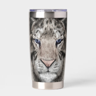 Weißer Tigerkopf Wildtier Ästhetik Thermobecher