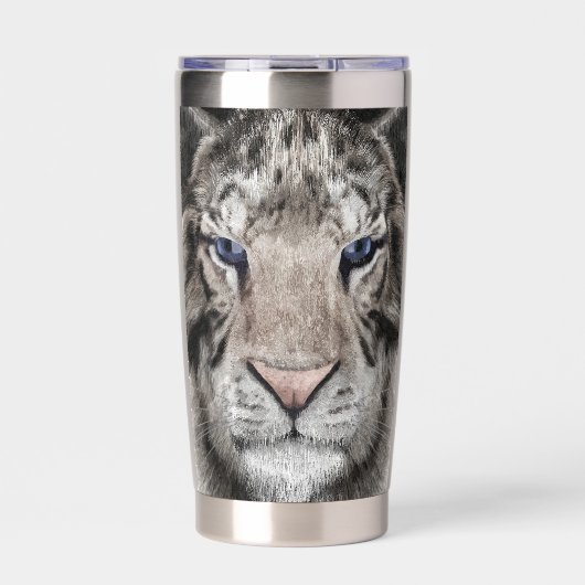 Weißer Tigerkopf Wildtier Ästhetik Thermobecher (Vorderseite)
