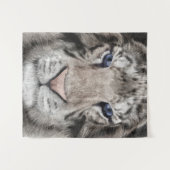 Weißer Tigerkopf Wildtier Ästhetik Wandteppich (Vorderseite (Horizontal))
