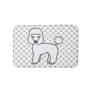 Weißer Toy Pudel Süßer Cartoon Hund Badematte