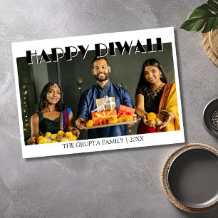 Weißer traditioneller Diwali-Gruß mit Foto Feiertagskarte