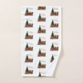 Weißer traditioneller Merry-Weihnachtsbaum Badhandtuch Set (Handtuch)