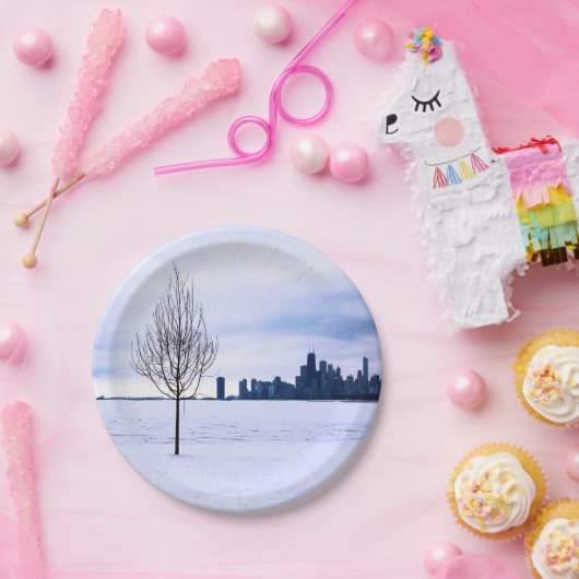 Weißer Traum - Winter in Chicago, PapierTeller (Party)