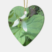 Weißer Trillium mit grüner Farbe Keramik Ornament (Links)