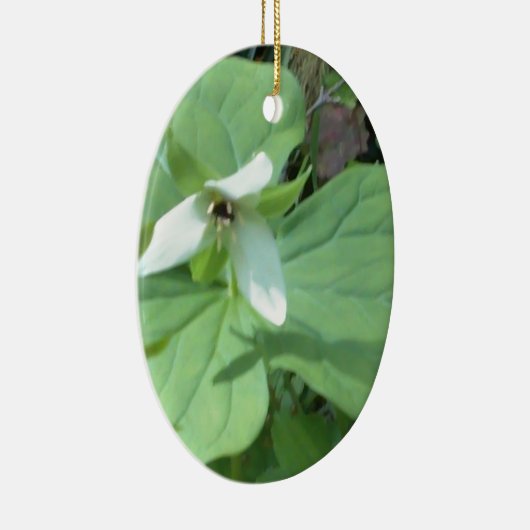 Weißer Trillium mit grüner Farbe Keramik Ornament (Rechts)