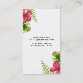 Weißer tropischer Hibiskus Blätter Chic Elegante B Visitenkarte (Rückseite)