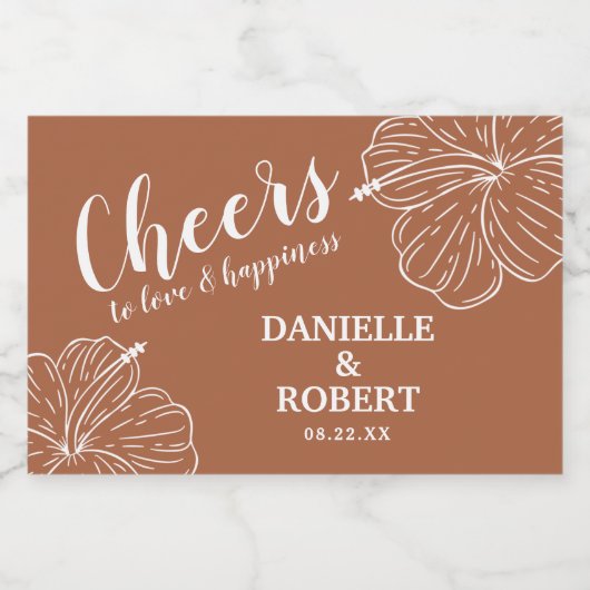 Weißer tropischer Hibiskus mit Blumen auf der Terr Schaumweinetikett (Einzelnes Label)