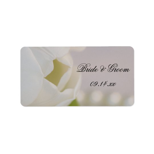 Weißer Tulpe-und Perlen-Frühlings-Gastgeschenk Adressaufkleber