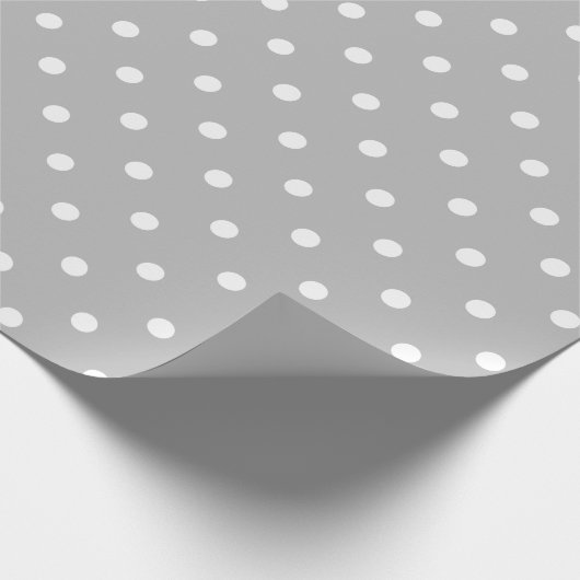 Weißer Tupfen auf grauem großem Raum-Packpapier Geschenkpapier (Ecke)