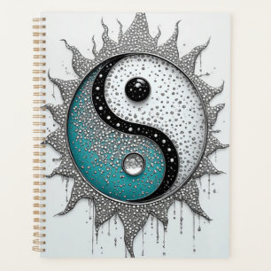 Weißer Türkis Yin Yang mit strahlenden Details Planer
