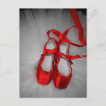 Weißer Tutu mit roten Ballettschuhen Postkarte