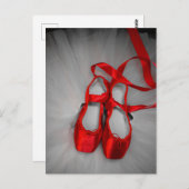 Weißer Tutu mit roten Ballettschuhen Postkarte (Vorne/Hinten)