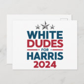 Weißer Typ für die Harris-Wahl 2024 Postkarte (Vorne/Hinten)