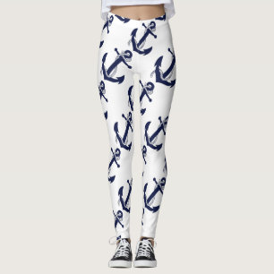 Weißer u. blauer nautischanker leggings