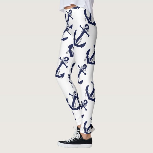 Weißer u. blauer nautischanker leggings (Links)