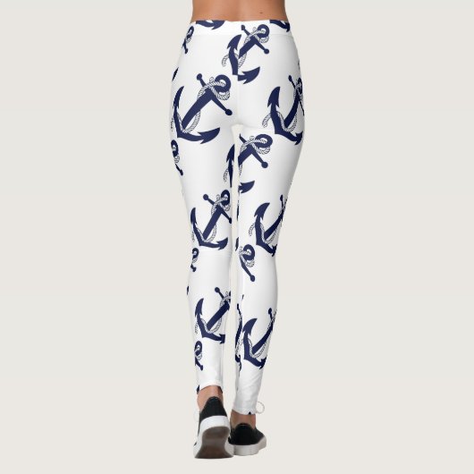 Weißer u. blauer nautischanker leggings (Rückseite)