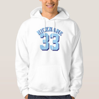 Weißer u. blauer Sport-Jersey-Entwurf der Hoodie