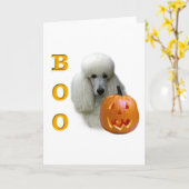 Weißer überzogener PudelBoo Karte (Gelbe Blume)