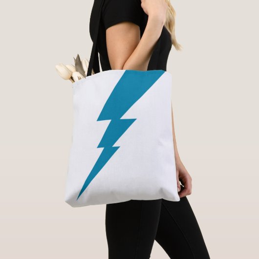 weißer und blau geometrischer Blitzschlag Tasche (Von Nahem)