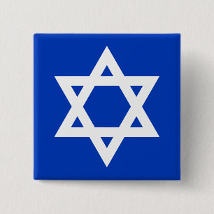 Weißer und blauer Davidstern Button