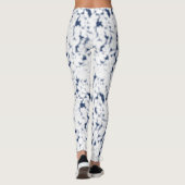 weißer und blauer Hintergrund mit einem Muster Leggings (Rückseite)