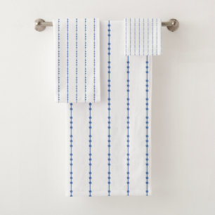 Weißer und blauer Punkt Pinstripe Badetuch Set