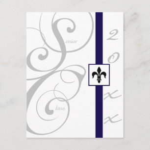 Weißer und blauer Rolle-Band-Abschluss Einladung