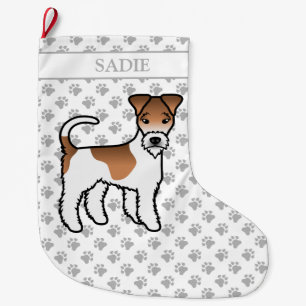 Weißer und brauner Draht-Fuchs-Terrier Süßer Hund Großer Weihnachtsstrumpf