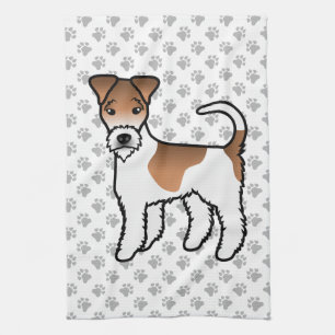 Weißer und brauner Drahthaar-Foxterrier Süßer Cart Geschirrtuch