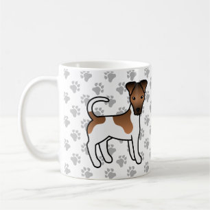 Weißer und brauner glatter Fox Terrier süßer Carto Kaffeetasse