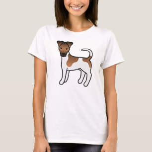Weißer und brauner glatter Foxterrier süßer Cartoo T-Shirt
