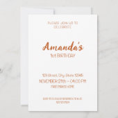 Weißer und brauner Happy Bär 1. Geburtstag Einladung (Rückseite)