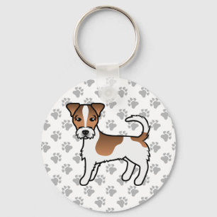 Weißer und brauner Jack-Russell-Terrier-Hund mit r Schlüsselanhänger
