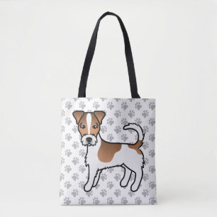 Weißer und brauner Jack-Russell-Terrier-Hund mit r Tasche