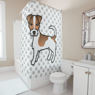 Weißer und brauner rauhaariger Jack-Russell-Terrie Duschvorhang