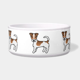 Weißer und brauner rauhaariger Jack-Russell-Terrie Napf