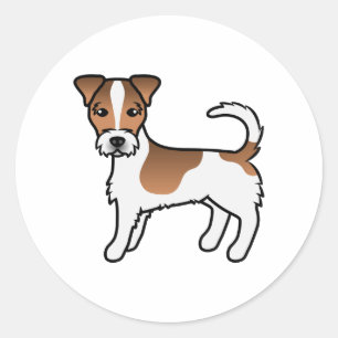 Weißer und brauner rauhaariger Jack Russell Terrie Runder Aufkleber