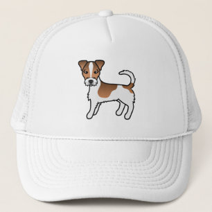 Weißer und brauner rauhaariger Jack Russell Terrie Truckerkappe