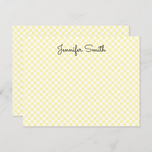 Weißer und cremiger Karo Mitteilungskarte (Vorne/Hinten)