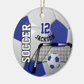 *Weißer und dunkelblauer Fußballball Keramik Ornament (Links)